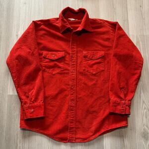Vintage 70's Frostproof Heavyweight Red Flannel Button Up Long Sleeve Shirt Sz L